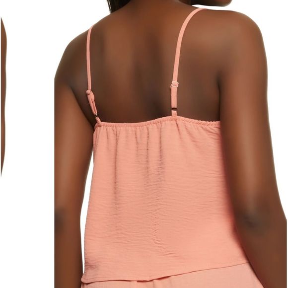 Iris Scalloped Trim Orange Airy Crepe Knit Cami Sleeveless - Picture 3 of 6